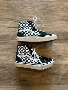 Vans Kids Checkerboard High-Top Sneakers - Black & White
